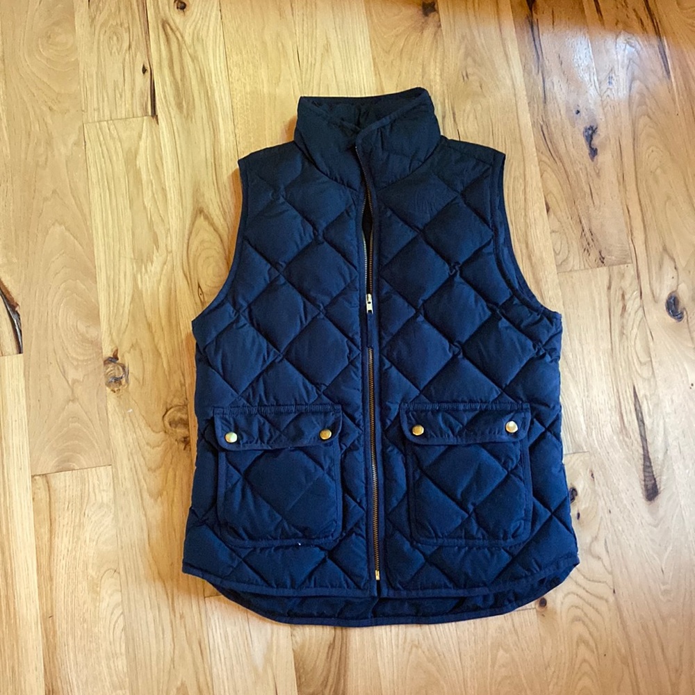 J. Crew Black Excursion Quilted Down Vest